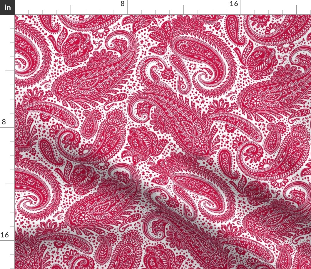 Small Paisley Positivity - white and turkey red