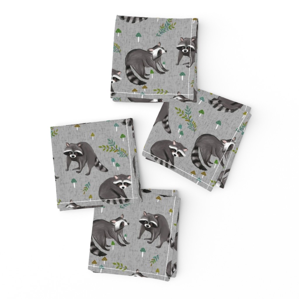 raccoon print-grey