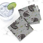 raccoon print-grey