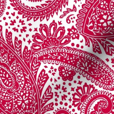 Large Paisley Positivity - white and turkey red