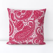 Large Paisley Positivity - white and turkey red