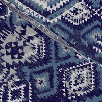 ikat Aztec Diamonds - blue grey navy