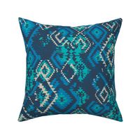 ikat Aztec Diamonds - blue turquoise