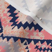 Ikat Aztec Diamonds - watermelon grey indigo