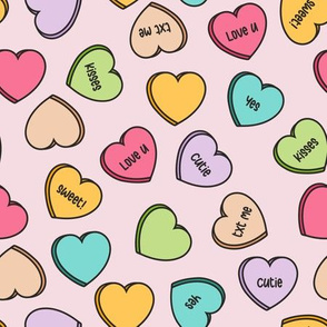 (M Scale) Conversation Hearts Scattered Pattern - Light Pink