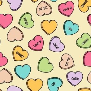 (M Scale) Conversation Hearts Scattered Pattern - Light Yellow