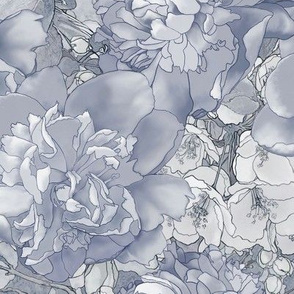 Floral Mist Dusk Linen - large scale