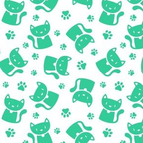 Cute Cat Silhouette Green on White