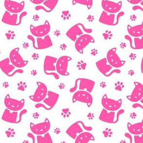 Cute Cat Silhouette Pink on White