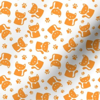 Cute Cat Silhouette Orange on White