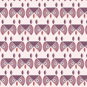 Abstract owls - line formation in purple and berry colors