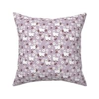 Cute boho alpaca garden and daisy flowers sweet nursery spring summer llama pattern girls lilac burgundy white