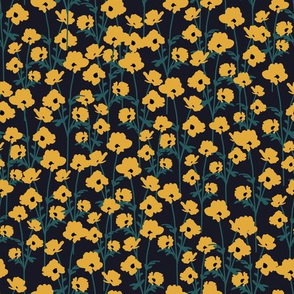 Yellow Flower Garden - Black