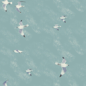 regular scale Sparser painterly Flock of seagulls / grey blue
