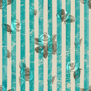 Vintage roses seamless watercolor stripes pattern 
