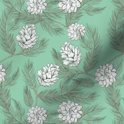 Mint green pinecones