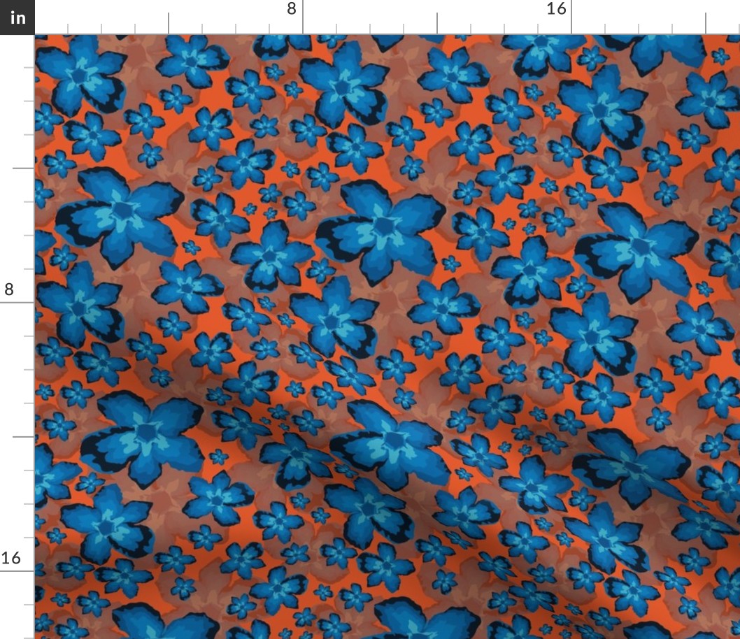 Photo Abstracted flowers  - Orange and blue