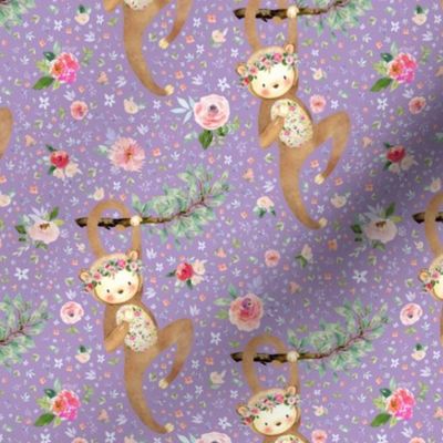 6" Monkey Around Floral Girl Lilac