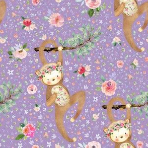 6" Monkey Around Floral Girl Lilac