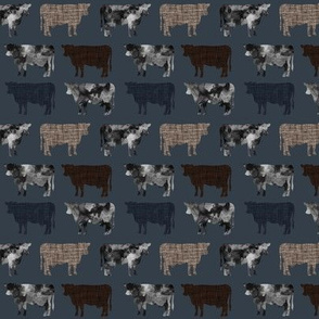 174-16 // small watercolor cows + umber, midnight blue, mud