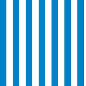 True Blue Awning Stripe Pattern Vertical in White