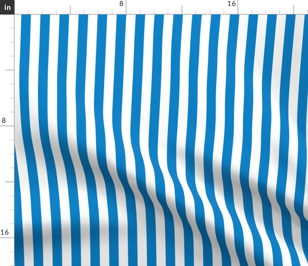 True Blue Awning Stripe Pattern Vertical in White