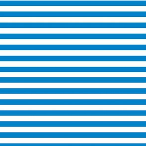 True Blue Bengal Stripe Pattern Horizontal in White