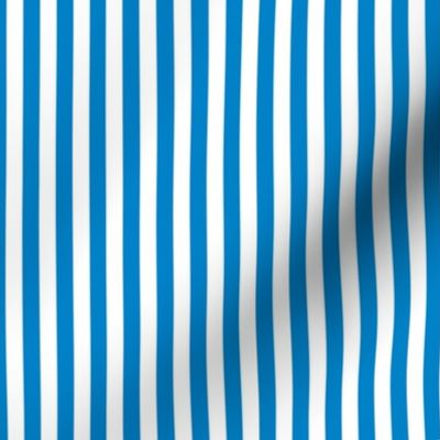 True Blue Bengal Stripe Pattern Vertical in White