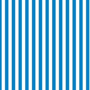 True Blue Bengal Stripe Pattern Vertical in White
