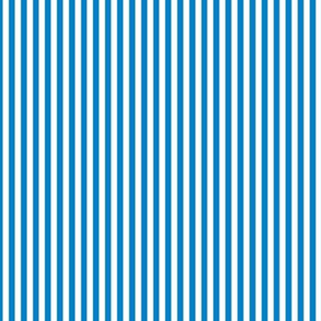 Small True Blue Bengal Stripe Pattern Vertical in White