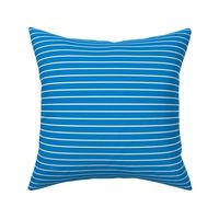 True Blue Pin Stripe Pattern Horizontal in White