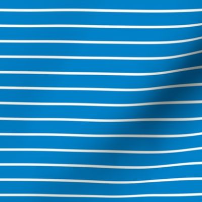 True Blue Pin Stripe Pattern Horizontal in White