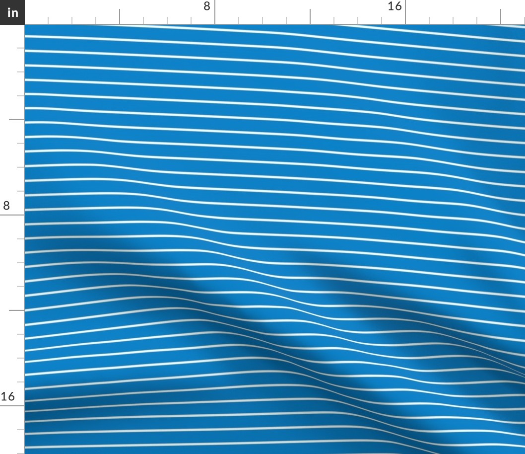 True Blue Pin Stripe Pattern Horizontal in White
