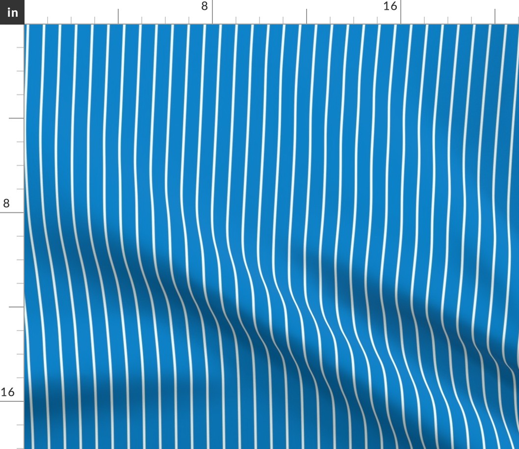 True Blue Pin Stripe Pattern Vertical in White