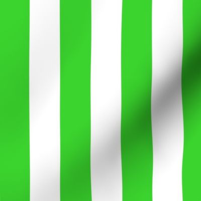 Large Lime Green Awning Stripe Pattern Vertical in White