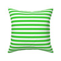 Lime Green Awning Stripe Pattern Horizontal in White