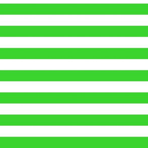 Lime Green Awning Stripe Pattern Horizontal in White