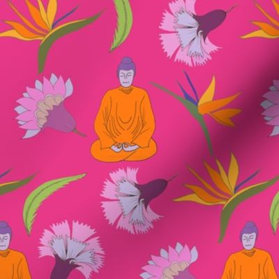 floral freefall buddha pink