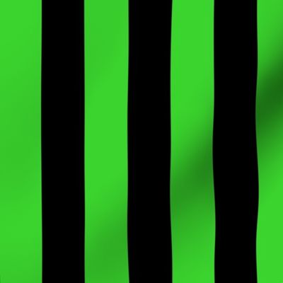 Large Lime Green Awning Stripe Pattern Vertical in Black