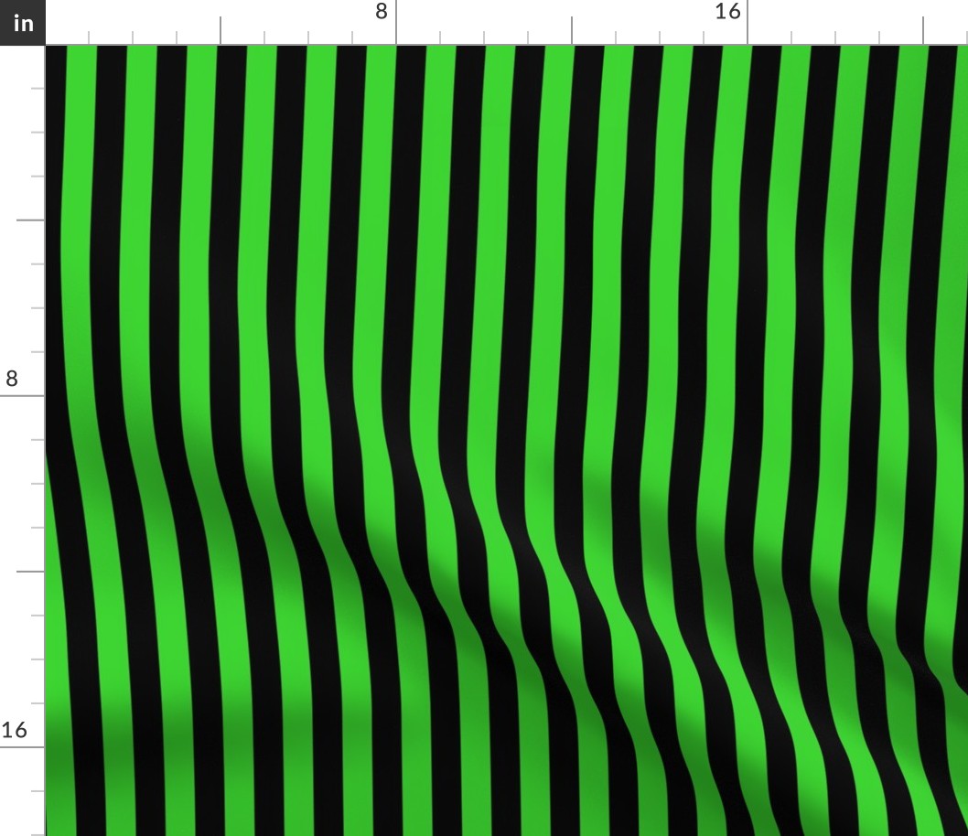 Lime Green Awning Stripe Pattern Vertical in Black