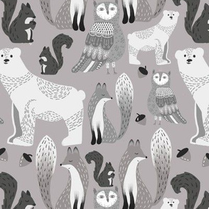 Woodland critters grey