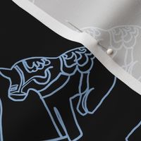 Continuous Line Dala Horse Blue on Black