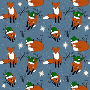 Christmas foxes green