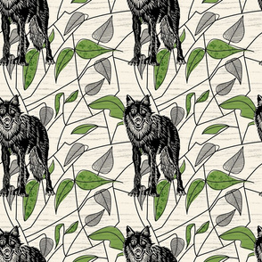 Green Woodland Wolf // Plea for Aloneness // by Andrea Price