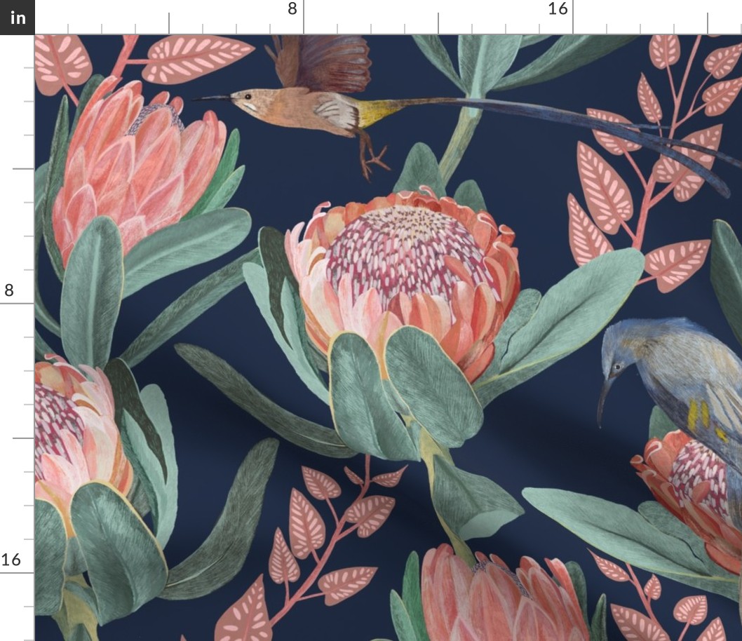 Protea and sugarbird - large