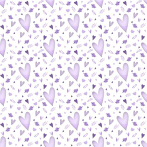 Purple Glitter | Watercolor Hearts Pattern
