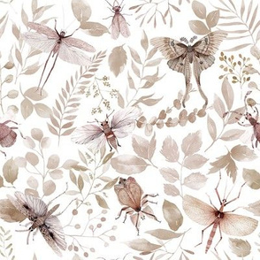 Botanical Butterflies and Insects // White