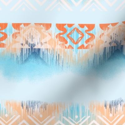 Fading border stripes - turquoise and tangerine