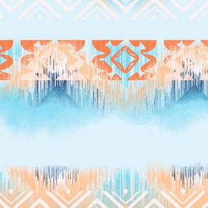 Fading border stripes - turquoise and tangerine