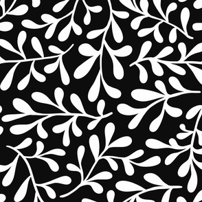 Leafy vines - black and white - large scale